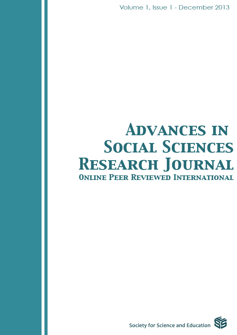 					View Vol. 1 No. 1 (2014): Advances in Social Sciences Research Journal
				